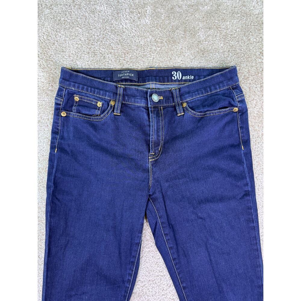 J. Crew Toothpick Jeans Women size 30 Blue Mid Rise Dark Wash Tapered Leg D742 - Picture 2 of 13